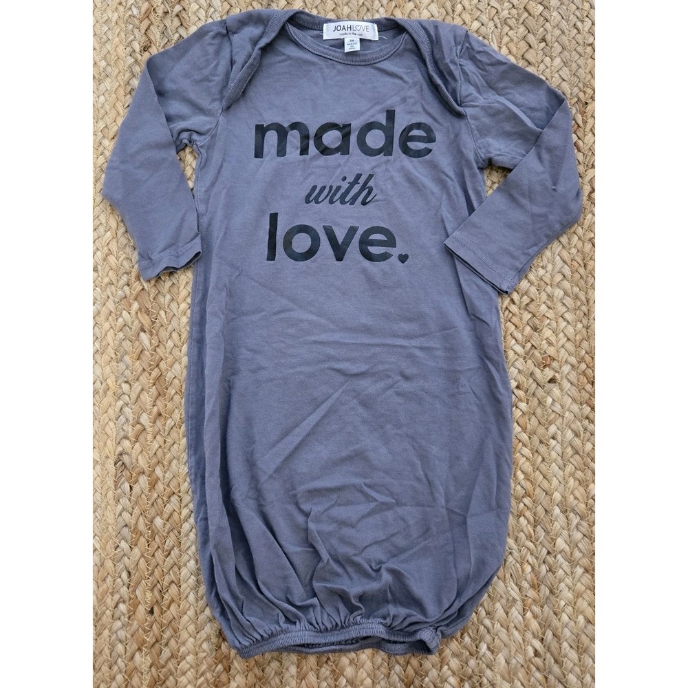 JOAH‎ LOVE Made With Love Baby Girl Boy Newborn Gown Footless Outfit Size 0-3mos